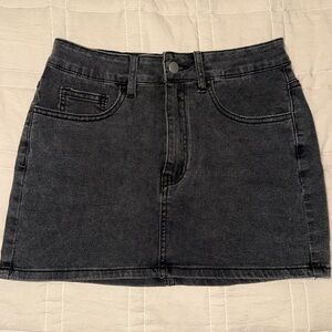 SHEIN Black Mini Skirt with White Ribbon Details